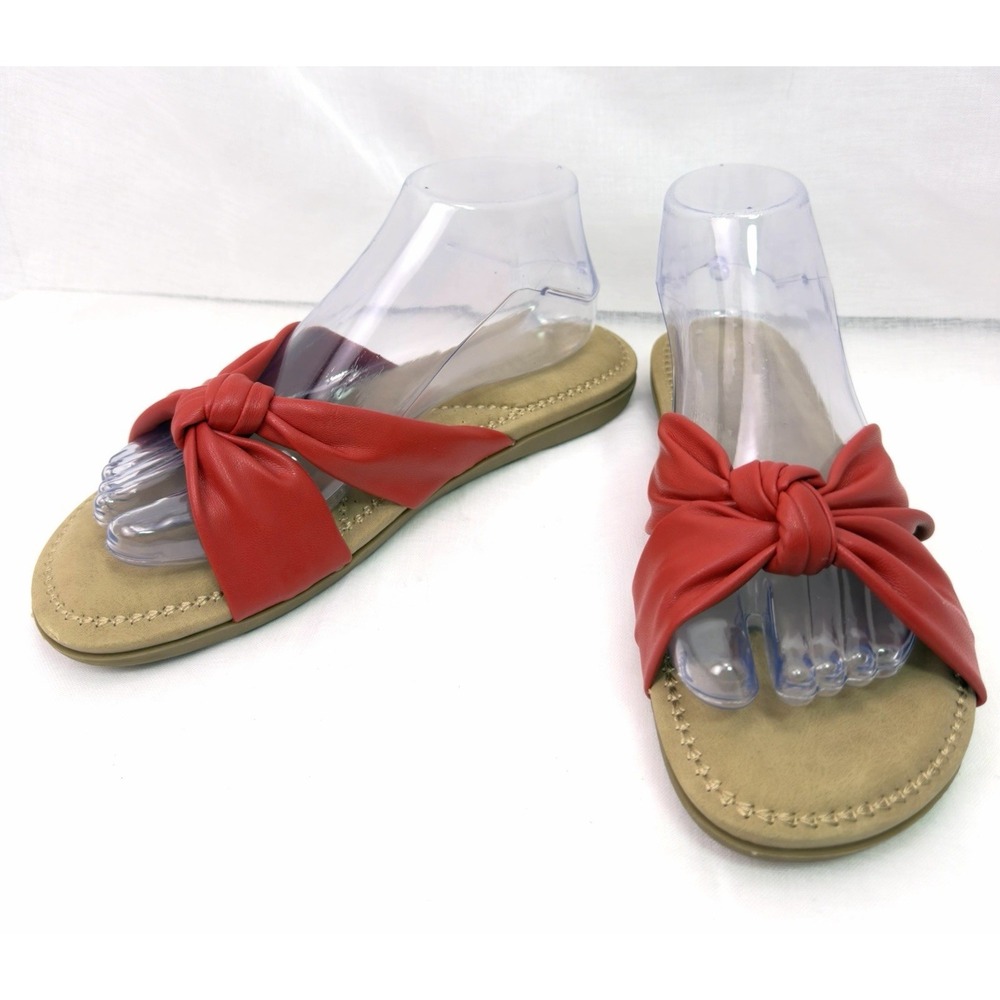 Cliffs By White Mountain Red Bow Slide Sandals Women Sz 8 Comfort Cushioned Flat